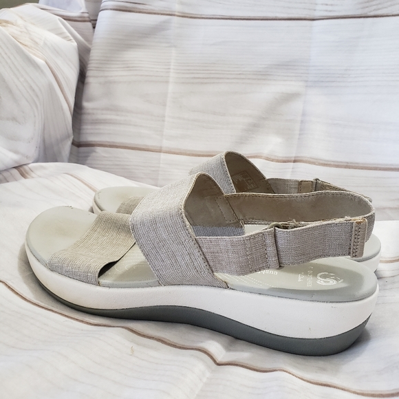 🌞SOLD🌞 Clarks Cloudsteppers Arla Jacory Platform Nylon Strap Sandals Womens 10 - Picture 4 of 10